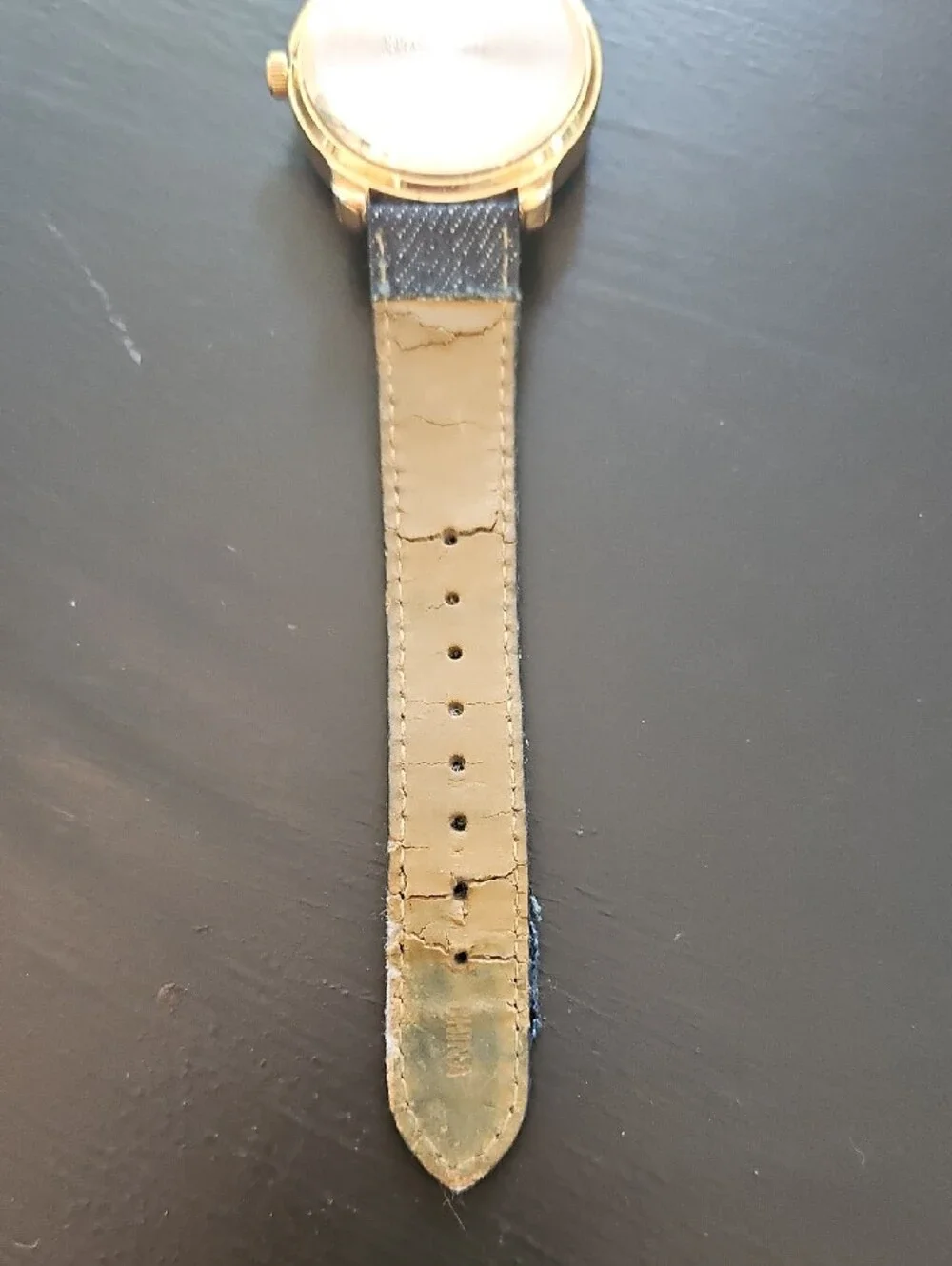 GRUEN Women's Gold-Tone Crystal Accent Watch with Blue Strap